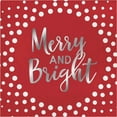 thumbnail image 1 of Foil Stamped Holiday Merry and Bright Red Lunch Napkins, 16 pack, 1 of 1