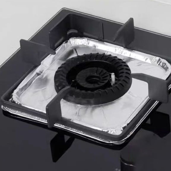 Foil Stove Liners for Gas Burners 23x23cm | Aluminum Drip Pan Catcher Oil Grease Food Spills - 10 Pack