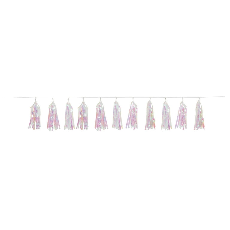 Iridescent Tassel Garland with Poms - Party Decor - 1 Piece