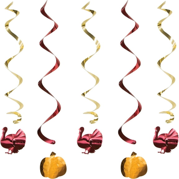 Foil Turkey and Pumpkin Dizzy Danglers, 5 pack