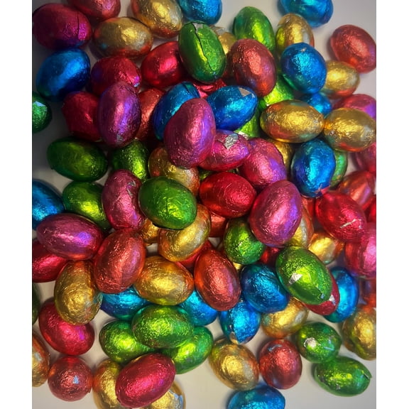 Foil-Wrapped Mini Chocolate Eggs, Assorted Colours, 1kg Pack of 200, Easter Party Candy