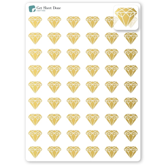 Foiled Diamond Planner Stickers / Bills Budget Stickers / Bullet Journaling / Bujo / Essential Productivity Stickers