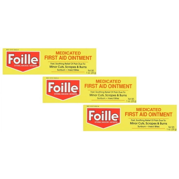 Foille Medicated First Aid Skin Treatment Ointment Fast Relief, 1oz, 3-Pack