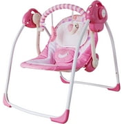 Vikua Baby Swings for Infants,Foldable Baby Swing with Adaptable Speeds,Music,0-9 Months,Pink