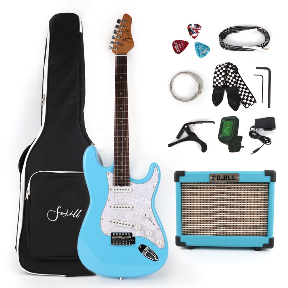Fojill 6String Electric Guitar Set Amplifier Kit Pick &Capo Effect