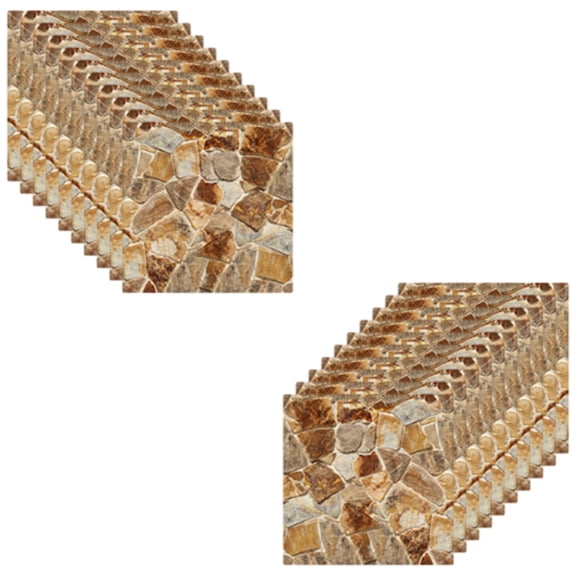 Fokelyi 10cm x 10cm Rustic PVC Self-Adhesive Wall Tiles for Kitchen 20 Pack