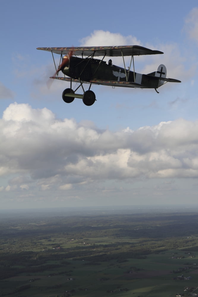 Fokker DVII World War I replica fighter in the air Canvas Art - Daniel KarlssonStocktrek Images (12 x 18)