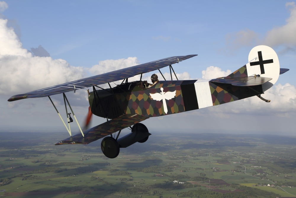 Fokker DVII World War I replica fighter in the air Canvas Art - Daniel KarlssonStocktrek Images (18 x 12)