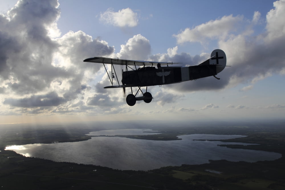 Fokker DVII World War I replica fighter in the air Canvas Art - Daniel KarlssonStocktrek Images (18 x 12)
