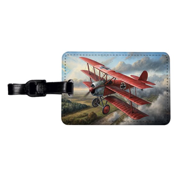 Fokker Dr.I Triplane WWI German Fighter Plane Faux Leather Travel Luggage Tag