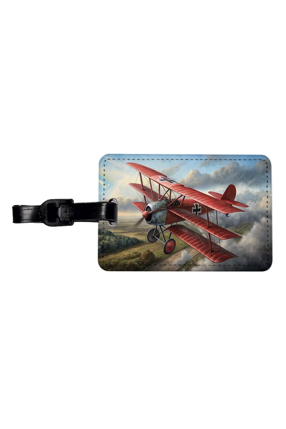 Fokker Dr.I Triplane WWI German Fighter Plane Faux Leather Travel Luggage Tag