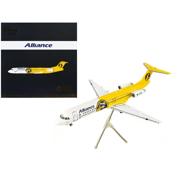 Fokker F100 Commercial Aircraft Alliance Airlines White and Yellow Gemini 200 Series 1/200 Diecast Model Airplane by GeminiJets