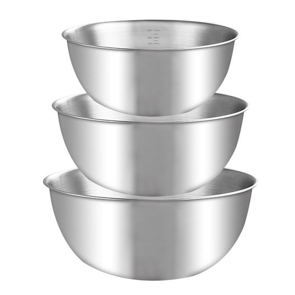 Folamadak Kitchen Utensils Cooking 3Pcs Stainless Steel Thickened Multifunctional Large Basin Stainless Steel Basin Set Soup Basin Stainless Steel Birdbath Pots and Pans Set Non Stick,Silver