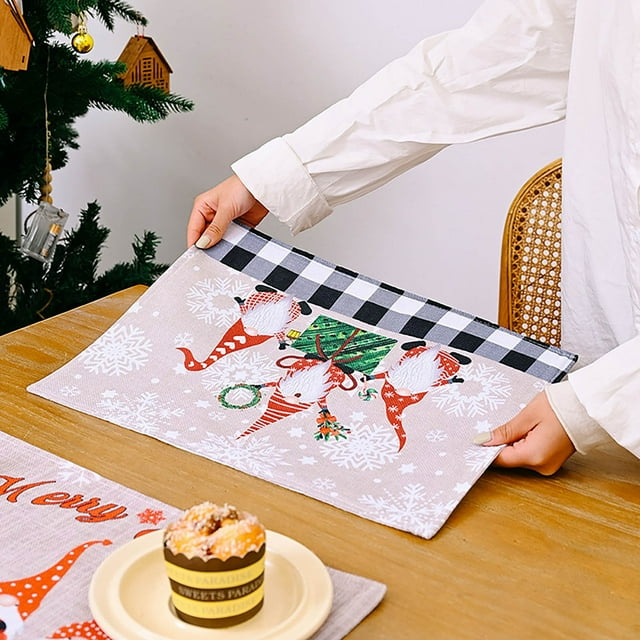 Folamadak Placemats Christmas Decoration Cute Creative Forest Man Placemat Faceless Old Man