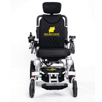 Fold And Travel Auto Recline Light weight Fold able Electric Power Portable Wheel chair - Silver Frame, Black Seat