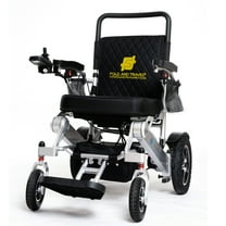 Fold And Travel Light weight Fold able Remote Control Portable Electric Power Wheel chair - Black Seat, Silver Frame