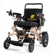 Fold And Travel Lightweight Foldable Remote Control Portable Electric Power Wheelchair - Gold Frame, Black Seat