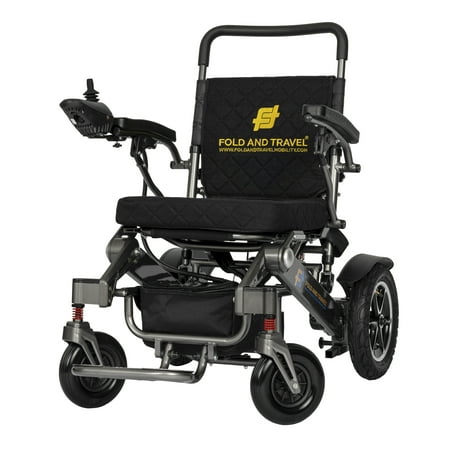 Fold And Travel Premium Lightweight Folding Electric Wheelchair Power Wheel Chair Powered Mobility Scooter, Gray