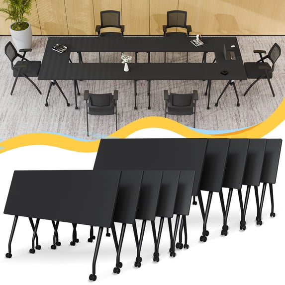 Fold Conference Room Tables on Wheels, Modern Mobile Flip Top Stackable ...