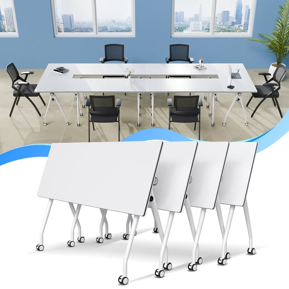 Fold Conference Room Tables on Wheels, Modern Mobile Flip Top Stackable ...