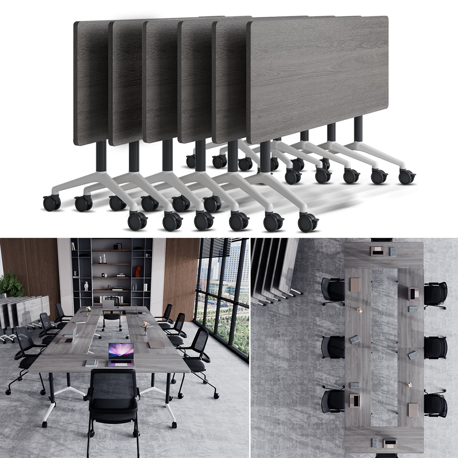 Fold Conference Room Tables on Wheels, Modern Mobile Flip Top Stackable ...