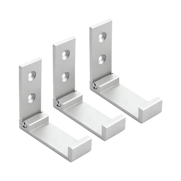 Fold-Down Coat Hook 3 Pack with Two-Hole Mounting Plate and Space-Saving Storage for Bedroom Entryway Organization