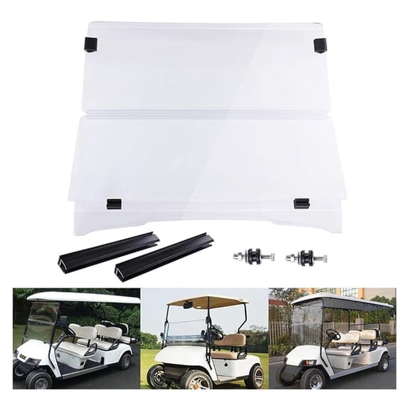 Fold Down Golf Cart Windshield Impact Resistant Acrylic Split Windshield Compatible With EZGO TXT 1995-2013