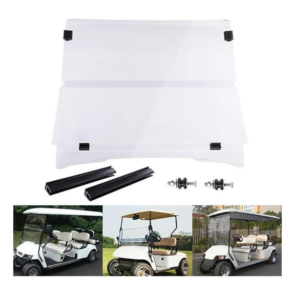 Fold Down Golf Cart Windshield Impact Resistant Acrylic Split Windshield Compatible With EZGO TXT 1995-2013