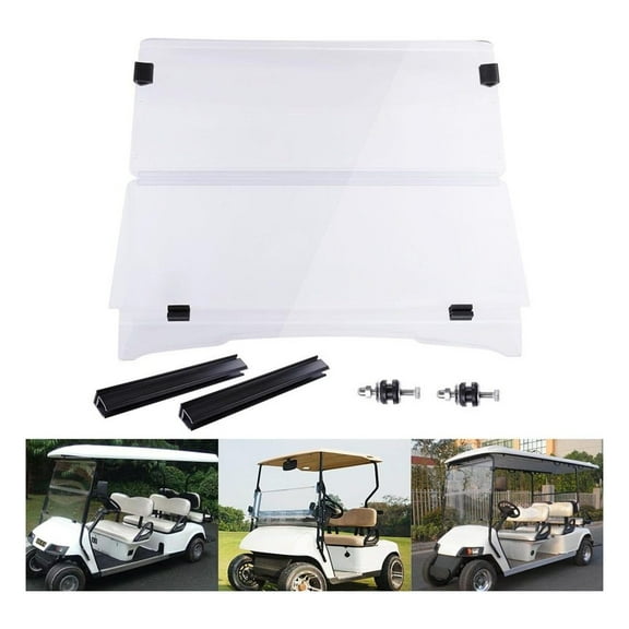Fold Down Golf Cart Windshield Impact Resistant Acrylic Split Windshield Compatible with Club Car Precedent Compatible EZGO TXT 1995-2013 style2