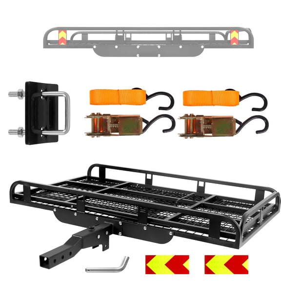 Fold-Down Hitch Cargo Carrier, 500 LBS Heavy Duty Trailer Cargo Basket, Folding Iron Trailer Frame for Home Moving, Building Material Transport & Small Business Delivery