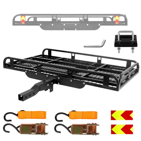 Fold-Down Trailer Frame, 900 lbs Heavy Duty Foldable Cargo Carrier with Built-in Loading Ramp, 2 in Hitch Receiver Compatible, Space Saving for Truck SUV RV, Scooter and Outdoor Cargo Transport