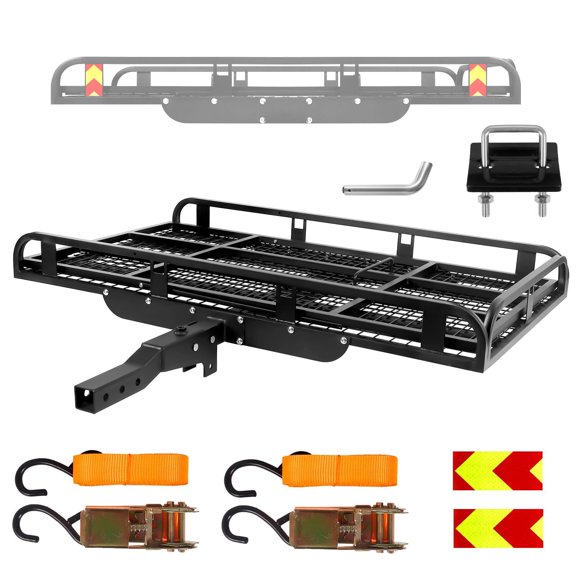 Fold-Down Trailer Frame, 900 lbs Heavy Duty Foldable Cargo Carrier with Built-in Loading Ramp, 2 in Hitch Receiver Compatible, Space Saving for Truck SUV RV, Scooter and Outdoor Cargo Transport