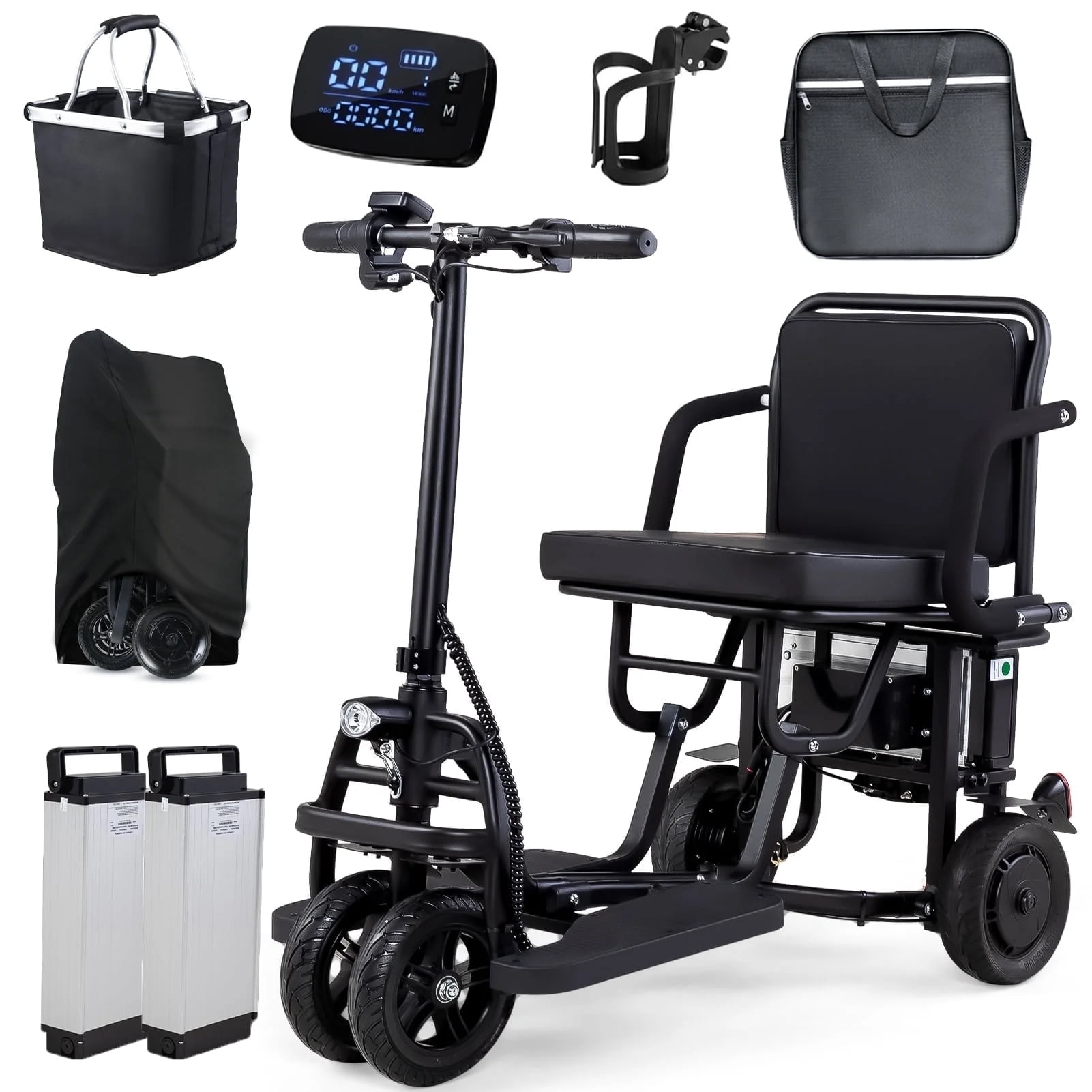Fold Mobility Scooter for Adults, Autopilot 1+3 Gear Speed, 35+ Miles ...