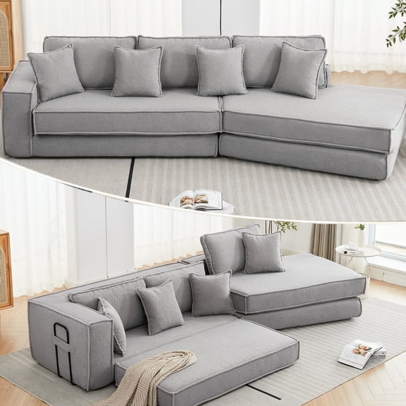 Fold Out Sleeper Sofa in Modern Design / Comfortable for Small Spaces and Relaxation