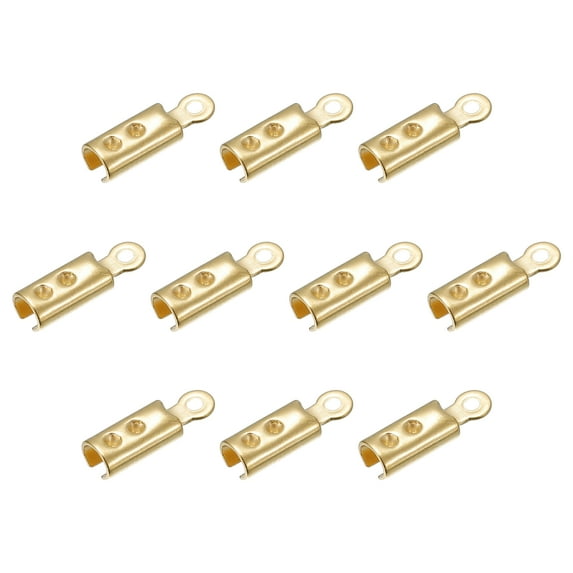 Fold Over Cord Ends, 2mm Inner Dia. Terminators Crimp Cap Clasp Tips Gold Tone, 30Pack