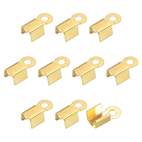 Fold Over Cord Ends, 3.5x9mm Cap Clasp Tips for DIY Craft Making, Gold Tone 600Pack