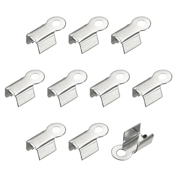 Fold Over Cord Ends, 3x6mm Cap Clasp Tips for DIY Craft Making, Rhodium Tone 400Pack