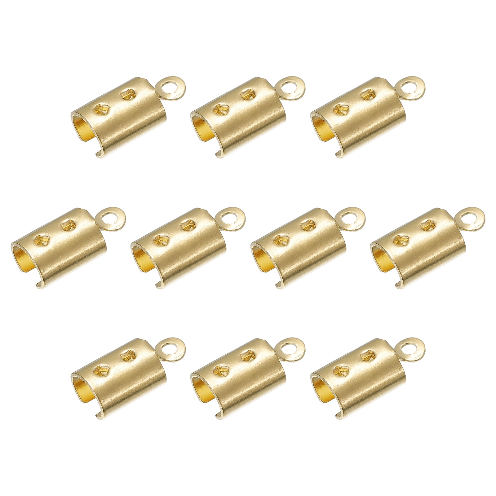 Fold Over Cord Ends, 6mm Inner Dia. Terminators Crimp Cap Clasp Tips Gold Tone 30pack