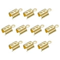 thumbnail image 1 of Fold Over Cord Ends, 6mm Inner Dia. Terminators Crimp Cap Clasp Tips Gold Tone, 30Pack, 1 of 6