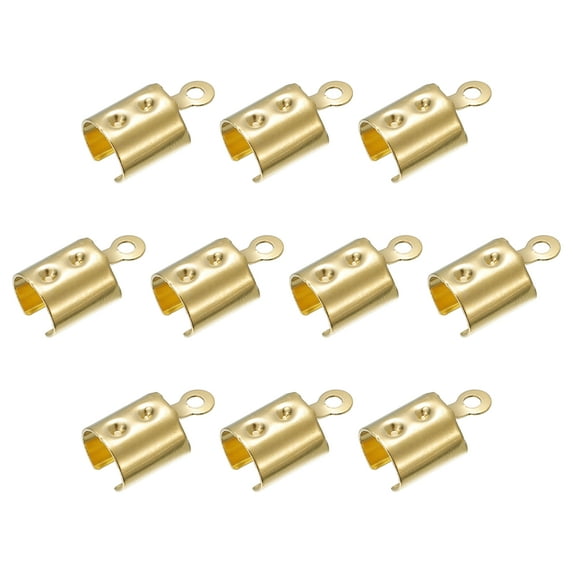 Fold Over Cord Ends, 6mm Inner Dia. Terminators Crimp Cap Clasp Tips Gold Tone, 30Pack