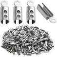 thumbnail image 1 of Fold Over Crimp Ends,100Pcs Stainless Steel Fold Crimp Ends Terminators Clasp Clamp Tips for Necklace Cord, Tassel, Leather Jewelry Making, 1 of 7