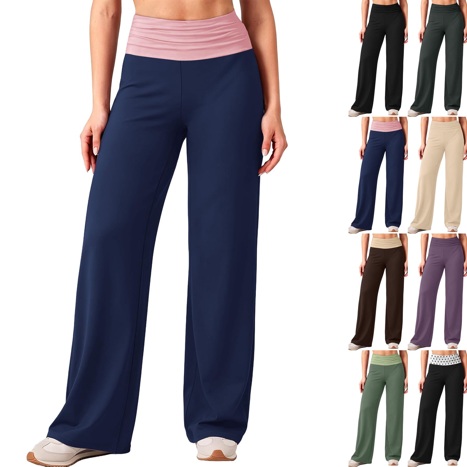 Fold Over Yoga Pants for Women Wide Leg High Waisted Sweatpants,Cute ...