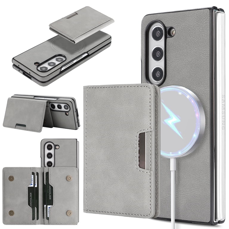 Fold Phone Case for Samsung Galaxy Z Fold 7  Magnetic Lock, Card Holder &  Kickstand, Slim Protective Leather Cover for Daily Use & Travel -  Walmart.com