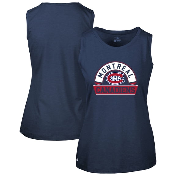 Women's Levelwear Navy Montreal Canadiens Macy Banner Arch Tank Top