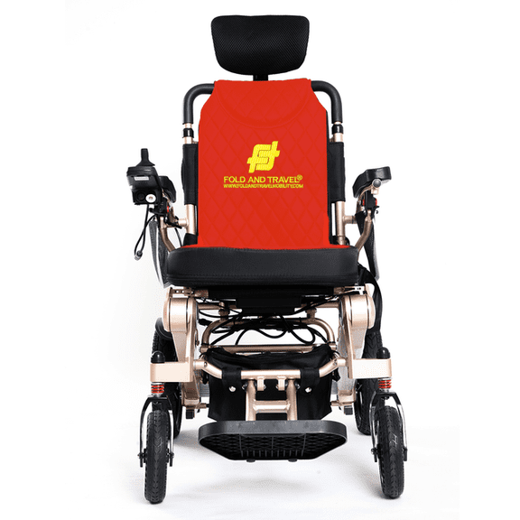 Fold and Travel Auto-Recline Electric Wheelchair Delivering Portable Power Wheel Chair Designed for Modern Travellers Innovative Convenience for Adults and Seniors (1 Battery 15+ Miles Range, Red)