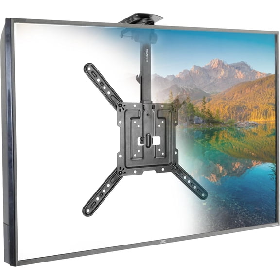 Fold-Up Ceiling TV Mount for 23–55 Inch TVs, Space-Saving Flip Down Bracket for Flat & Slanted Ceilings, Retractable Adjustable Tilt & Swivel Mount, VESA up to 400x400, 44 lbs Capacity