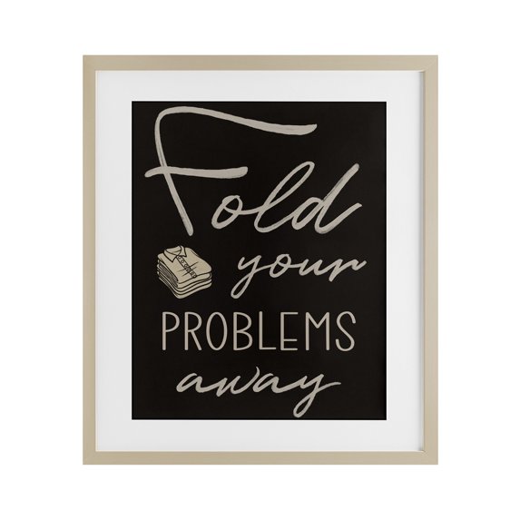 Fold Your Problems Away Birch Framed Print Under Glass, design by Marcus Prime