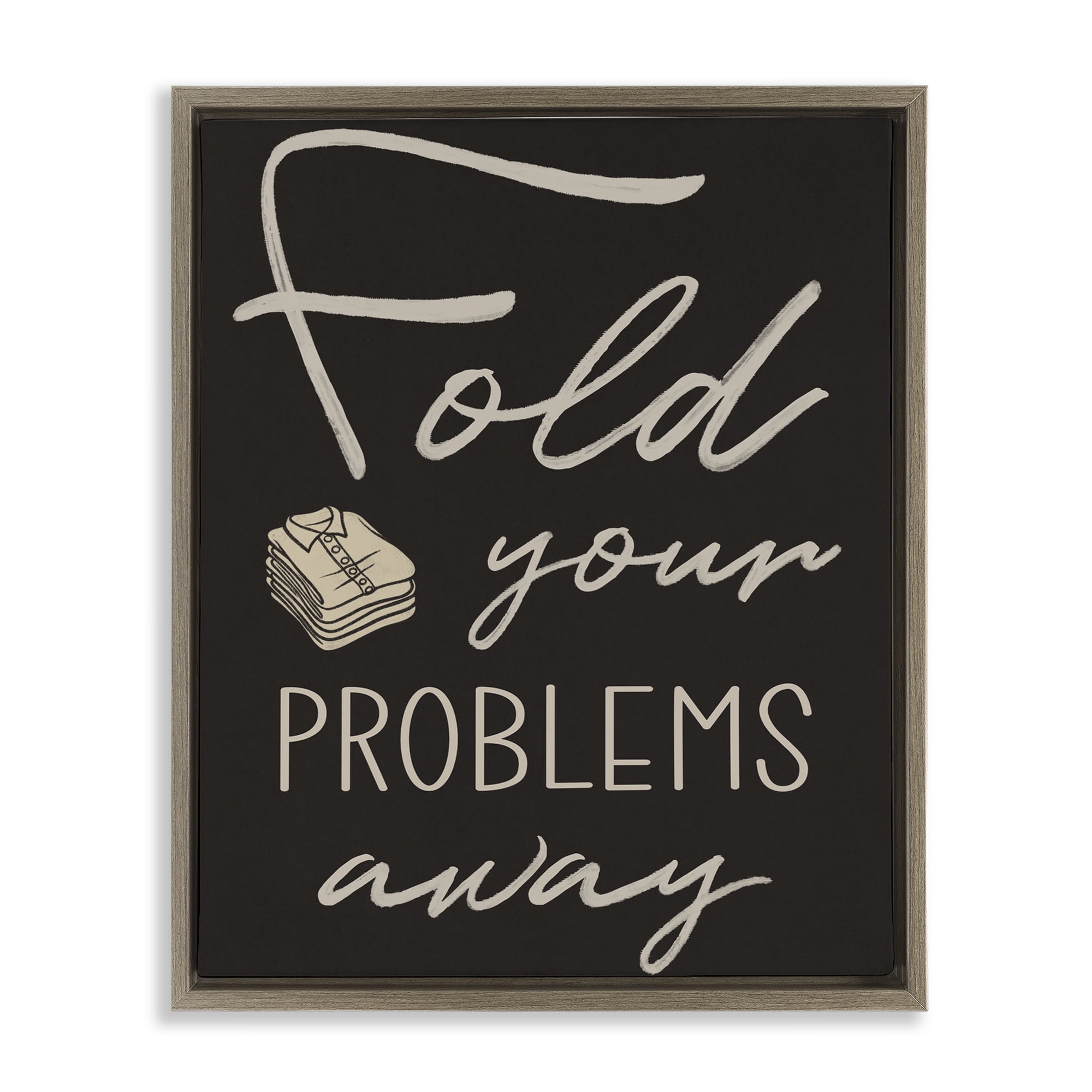 Fold Your Problems Away Brown Framed Floater Canvas Wall Art, design by Marcus Prime