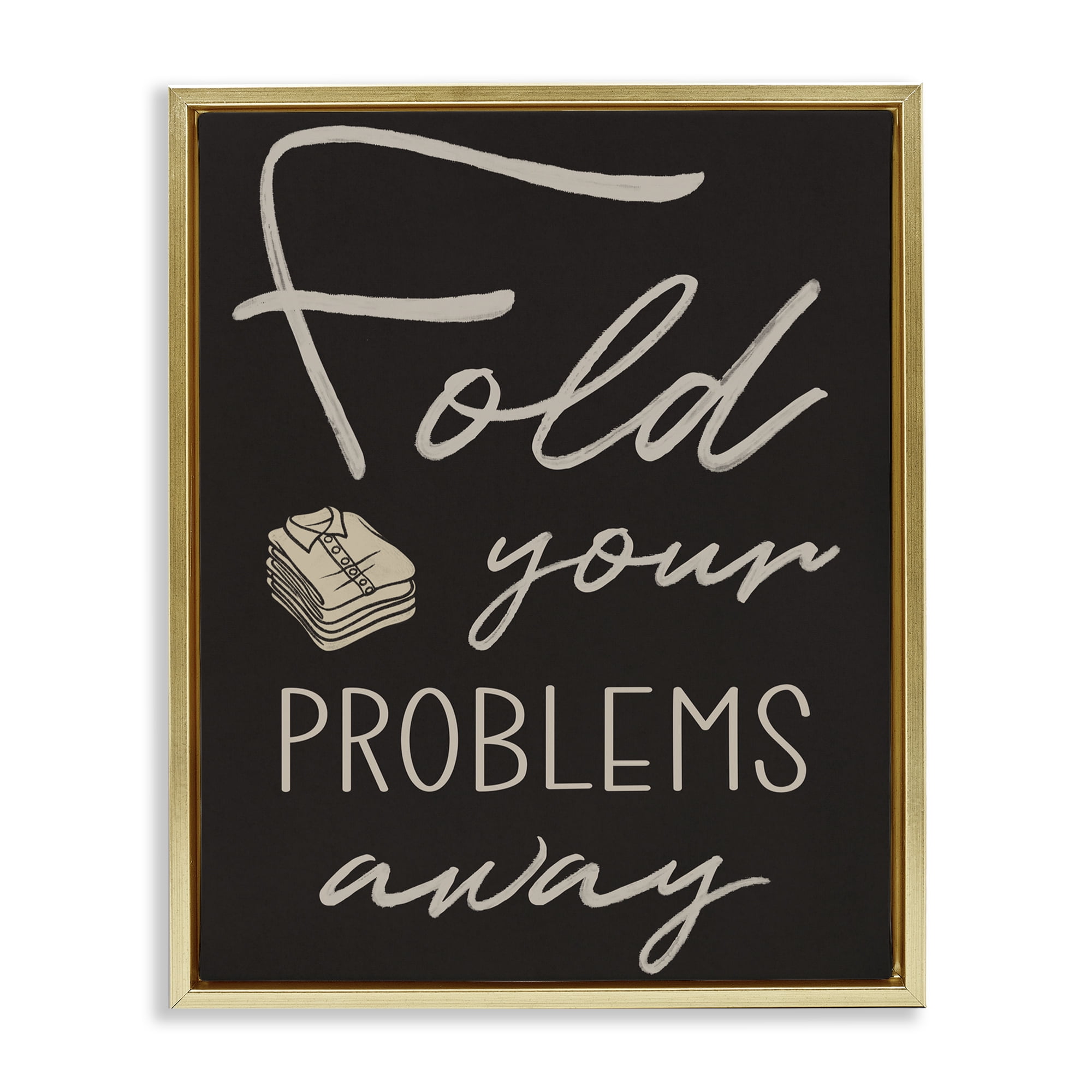 Fold Your Problems Away Gold Framed Floater Canvas Wall Art, design by Marcus Prime