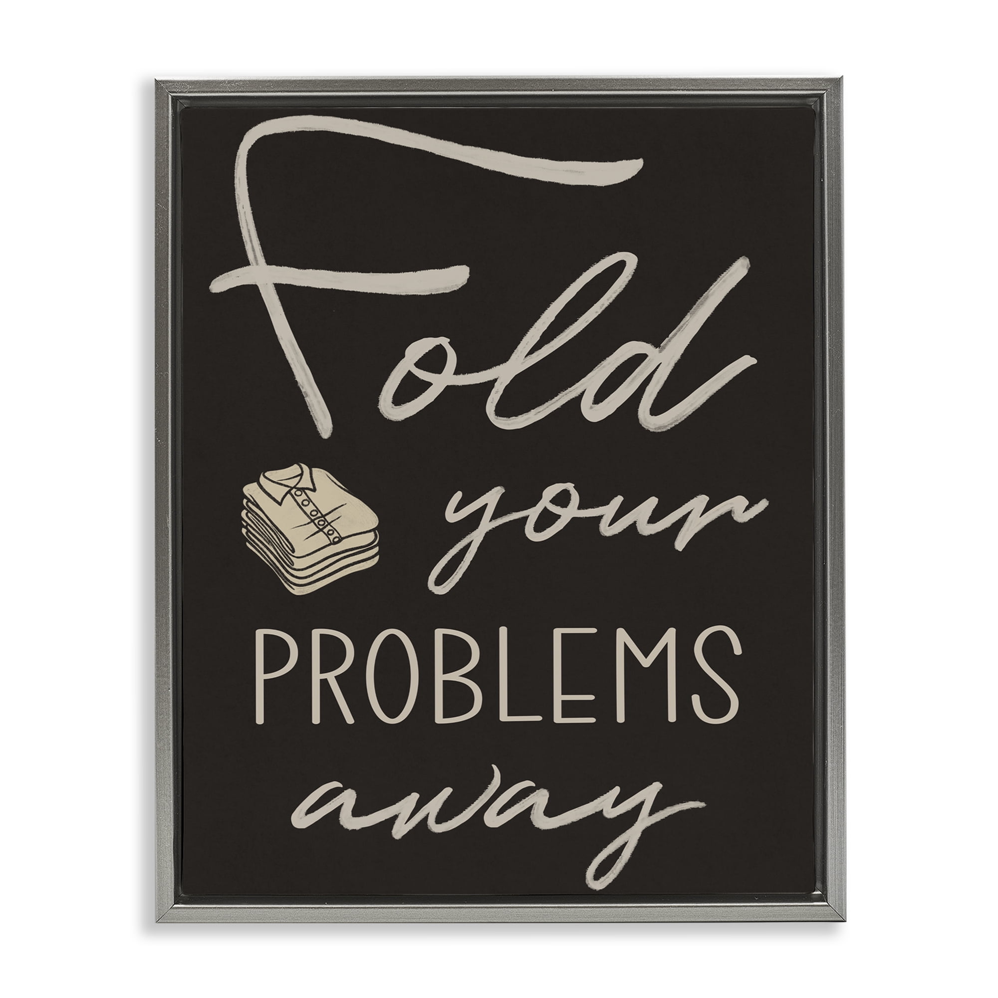 Fold Your Problems Away Gray Framed Floater Canvas Wall Art, design by Marcus Prime